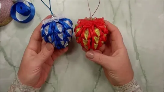 Игрушки на ёлку своими руками из лент _ diy christmas ornaments