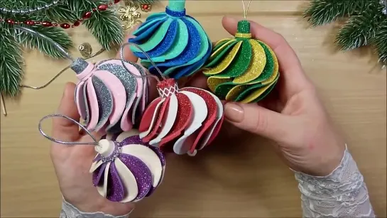 НОВЫЕ ёлочные игрушки шары из фоамирана 🎄 Новогодние игрушки 2021🎄 DIY christmas ornaments foam EVA