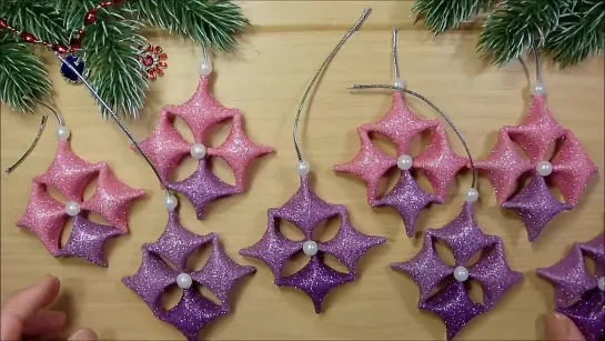 2 DIY Christmas ornament Wall Decoration 🎄 Игрушка плюс Гирлянда из фоамирана Новогодний декор