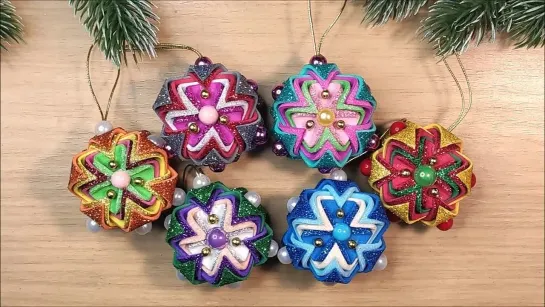 НОВОГОДНИЕ ИГРУШКИ игрушки на ёлку из фоамирана, БЫСТРО И ЛЕГКО 🎄 DIY diycraft christmas ornaments