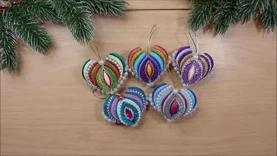 Новогодние игрушки из фоамирана, сердечки на ёлку ПРОСТО 🎄 diycraft  christmas ornaments DIY