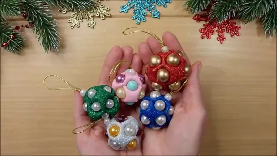 НЕМНОГО ФОАМИРАНА И БУСИН и чудные шарики готовы, СУПЕР ПРОСТО и БЫСТРО 🎄 DIY christmas ornaments