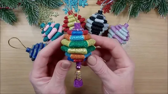 DIY🎄Christmas decor🎄Christmas ornament Tutorial_ foam sheet craft 🎄 НОВОГОДНИЕ игрушки из фоамирана