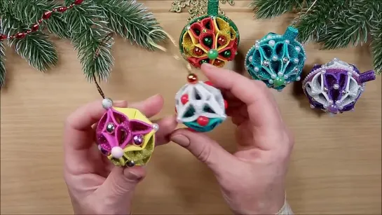 Новогодние шары из глиттерного фоамирана, 2 Идеи ёлочных игрушек 2022 🎄 2 DIY christmas ornaments