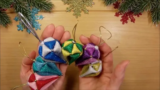 ЁЛОЧНЫЕ ИГРУШКИ из фоамирана, просто новогодние фонарики своими руками 🎄 DIY christmas ornaments