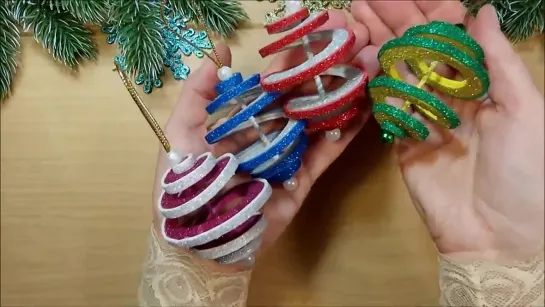 Простые ёлочные игрушки из фоамирана своими руками 🎄 НОВОГОДНИЕ 2022 🎄 diy christmas ornaments