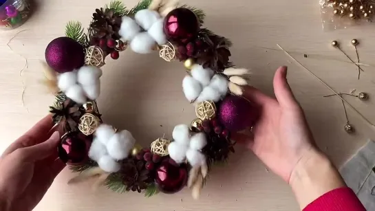 Новогодний Рождественский Венок Christmas wreath Своими руками DIY 2019 Новогодний Декор