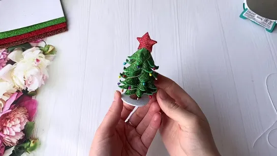 Ёлка из глиттерного фоамирана своими руками Новогодние игрушки DIY Christmas tree Glitter Eva Foam