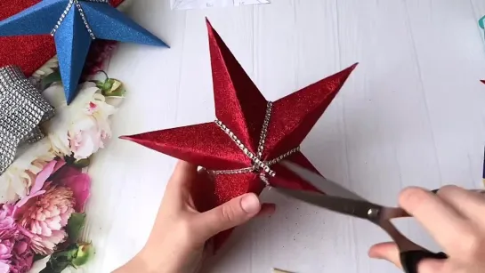 3D Звезда из глиттерного фоамирана _ Diy 3D Star Christmas Glitter Foam Paper