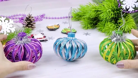 🎄НОВОГОДНИЕ ИГРУШКИ из фоамирана на Ёлку🎄 Glitter Foam Ornaments