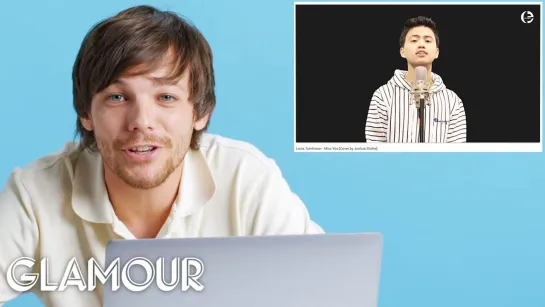 Louis Tomlinson Watches Fan Covers on YouTube ¦ Glamour [RUS SUB]