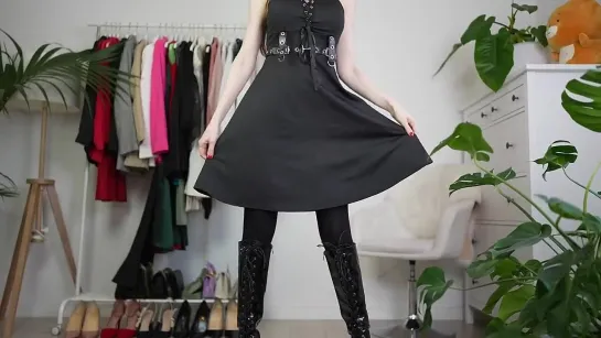 Trying On  Styling Gothic Dresses and Skirts with Boots, Heels. "Женские штучки от Насти" (Колготки, чулки)