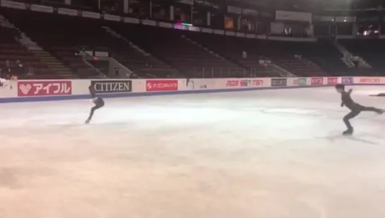 Alexandra Trusova - 4T with Yuzuru Hanyu - Skate Canada 2019