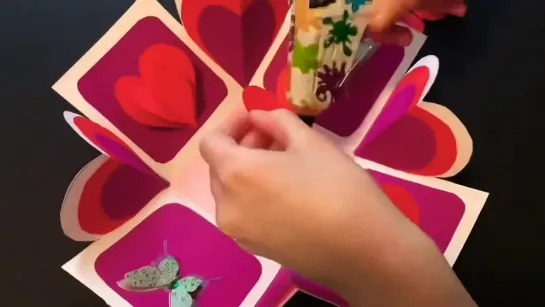 3D ОРИГАМИ Коробочка-сердечко Валентинка Origami Heart Box Envelope