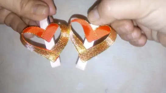 ЗАКОЛКА-СЕРДЕЧКО на день СВ.Валентина _ Valentine kanzashi barrette