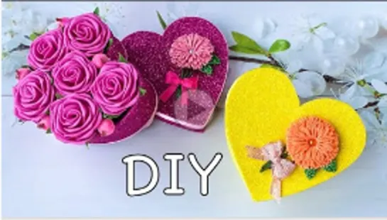 Коробка сердце своими руками Из Глиттерного Фоамирана _ DIY Heart Shaped Gift Box Glitter Eva Foam