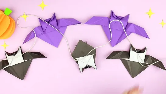 Оригами Летучая Мышь из бумаги _ DIY Halloween _ Origami Paper Bat (720p)