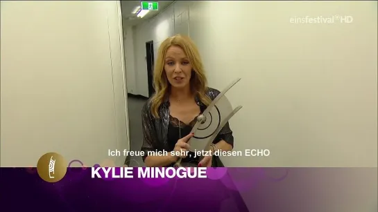 Kylie Minogue Presents An Award To Ed Sheeran At Echo Awards (2015)