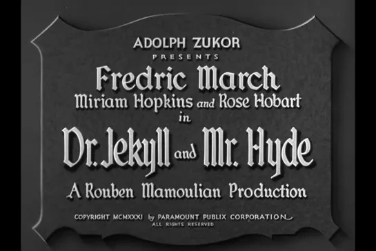 ᴴᴰ Dr. Jekyll and Mr. Hyde (Рубен Мамулян / Rouben Mamoulian) [1931, США, ужасы, фантастика, драма] (RUS SUB)