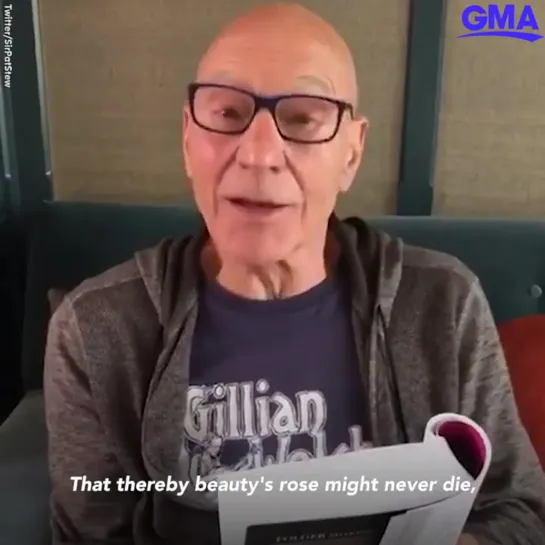 Patrick Stewart reads soothing Shakespeare while social distancing