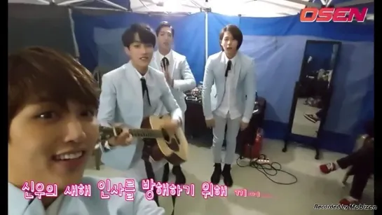 [BACKSTAGE][141231] B1A4 @ MBC Gayo Daejun Waiting Room Self Camera