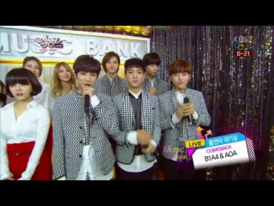 [140117] @ Music Bank backstage interview B1A4 & AOA