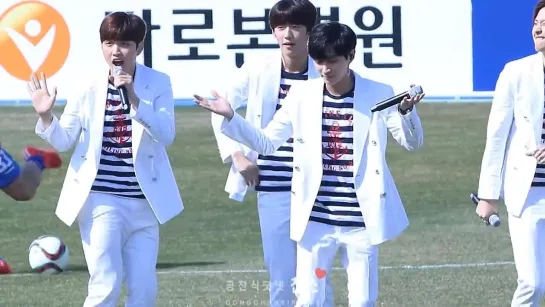 [FANCAM][150328] B1A4 - What's Going On (Gongchan focus) @ Suwon FC Home Soccer Match