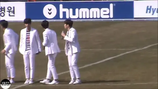 [FANCAM][150328] B1A4 Talk (Sandeul focus) @ Suwon FC Home Soccer Match