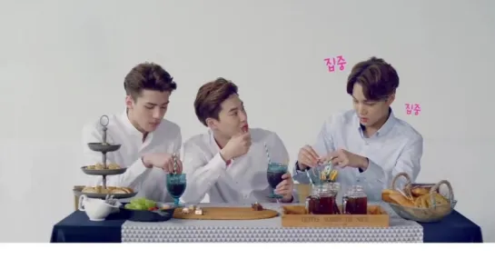 [HD] 150702 EXO Sehun, Suho, Kai - Making Patbingsu  Americano Mix Lotte Pepero