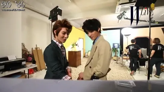 [РУСС. САБ] 120119 [W Live with S.M fashionistas] Clip 2 TAE MIN & KAI & SE HUN & LU HAN