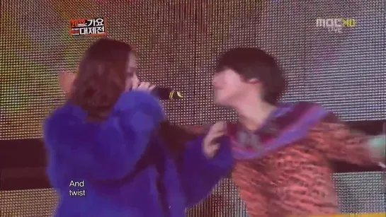 121231 SHINee & F(x) - Rocketeer + My first Kiss + moves like a jagger on MBC Gayo Daejejun