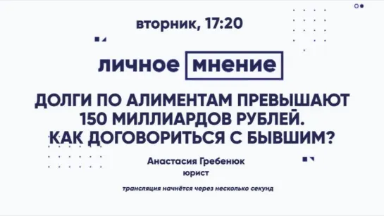 «Личное мнение»: Долги по алиментам превышают 150 миллиардов рублей. Как договориться с бывшим?