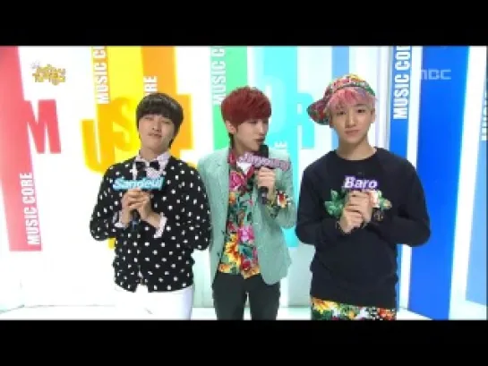 [CUT][130223]@ Opening Music Core Live by Special MCs #B1A4 Jinyoung, Sandeul & Baro.