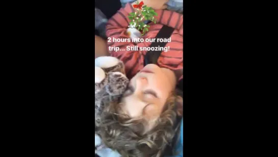 Road trip for Christmas Party on Silvia Colloca Instagram Stories