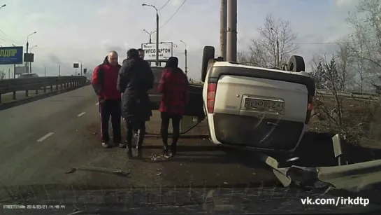 Пьяный житель Иркутска вышел без травм из страшной аварии. (27.03.2016)