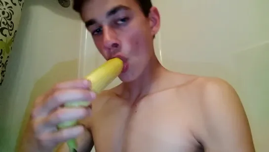 Boy has fun with his banana