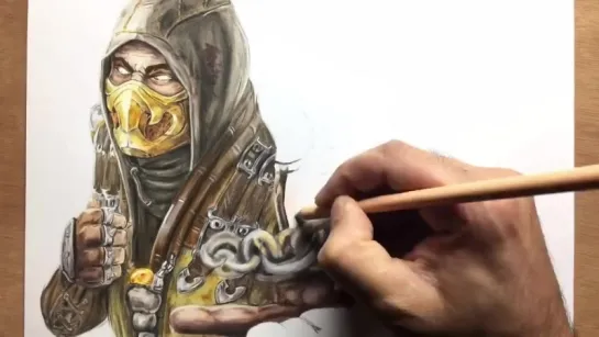 Speed Drawing  Scorpion Mortal Kombat Timelapse ¦ Artology