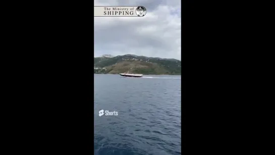 Hydrofoil ship arriving in Corfu