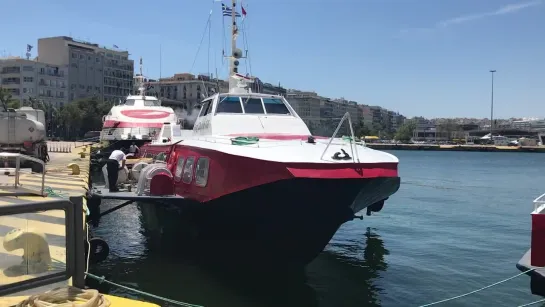 The legendary Aegean Flying Dolphin XVII Hydrofoil from Russia leaving Pireas   Piräus in 2021