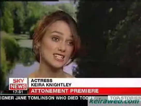 Keira Knightley interview for Atonement (UK news channel)