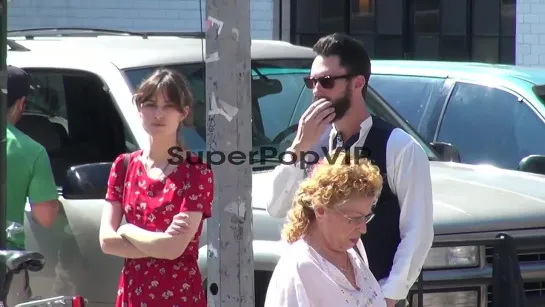 Keira Knightley and Adam Levine on location for the film ...2