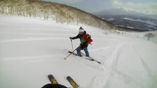 Screaming Skier At Mt. Niseko In Japan