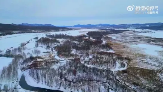 Удивительный ледяной диск на реке в Китае