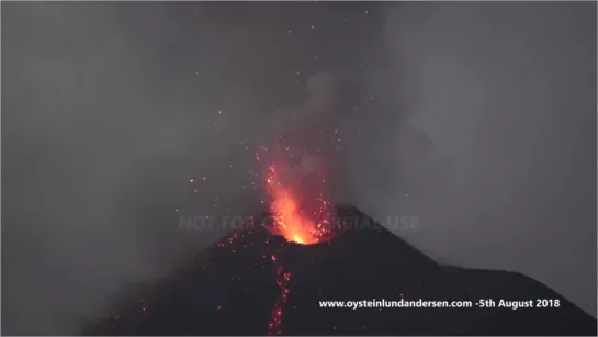 Krakatau volcano in continous eruption, 5 August 2018 - 4K Resolution