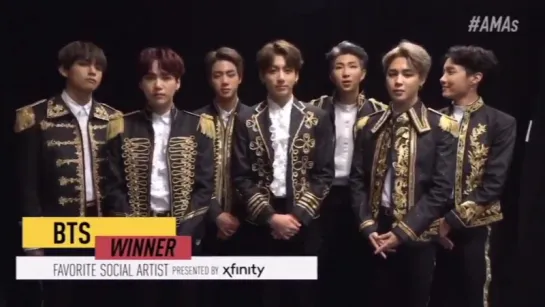 [MESSAGE] 181009 BTS win the Favorite Social Artist Awards @ 2018 AMAs