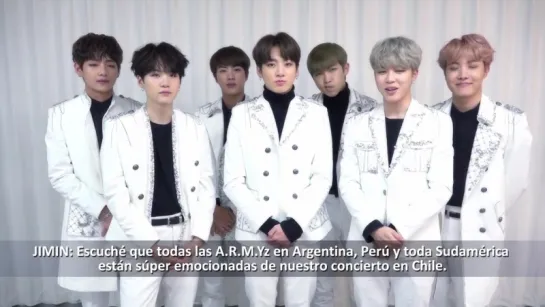 [MESSAGE] 170112 BTS Greetings to ARMYs in Chile for their WINGS Tour