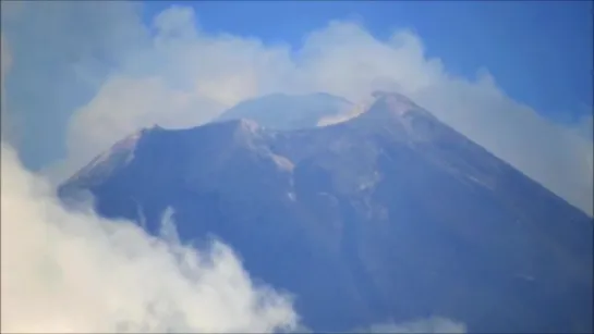 Mount Etna Volcano Explosions and birds 25 Aug 2018