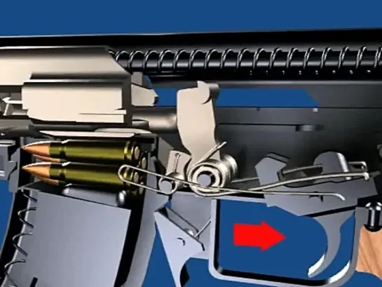 Автомат Калашникова работа частей механизмов - одиночный огонь