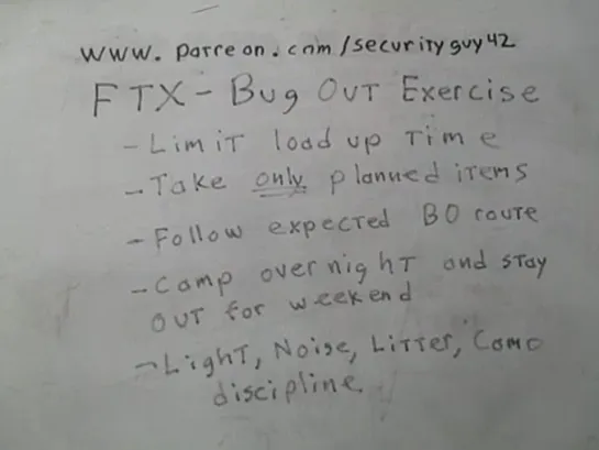 FTX Field Exercise- Bug Out Exercise