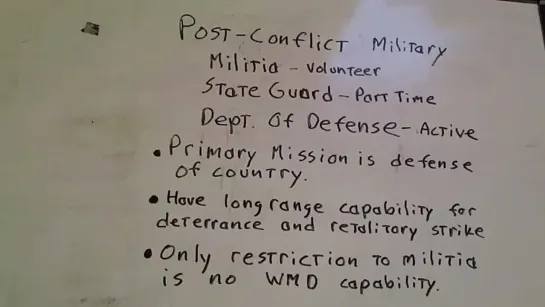 Militia Unit Organization- Post-Conflict Military